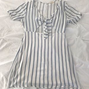 Pacsun blue and white striped tie front dress